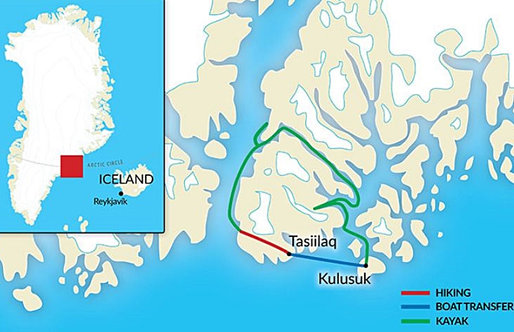 Grönland Reise Kajak - Geführte Kajaktour zu Eisbergen und Walen