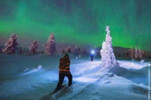 Winteraktivität Nordlichtsuche auf Schneeschuhen